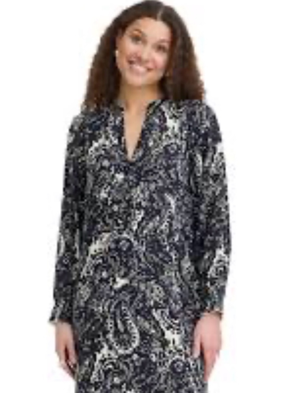 Ariella Black and White Paisley V-Neck Shirt Dress. -NWT